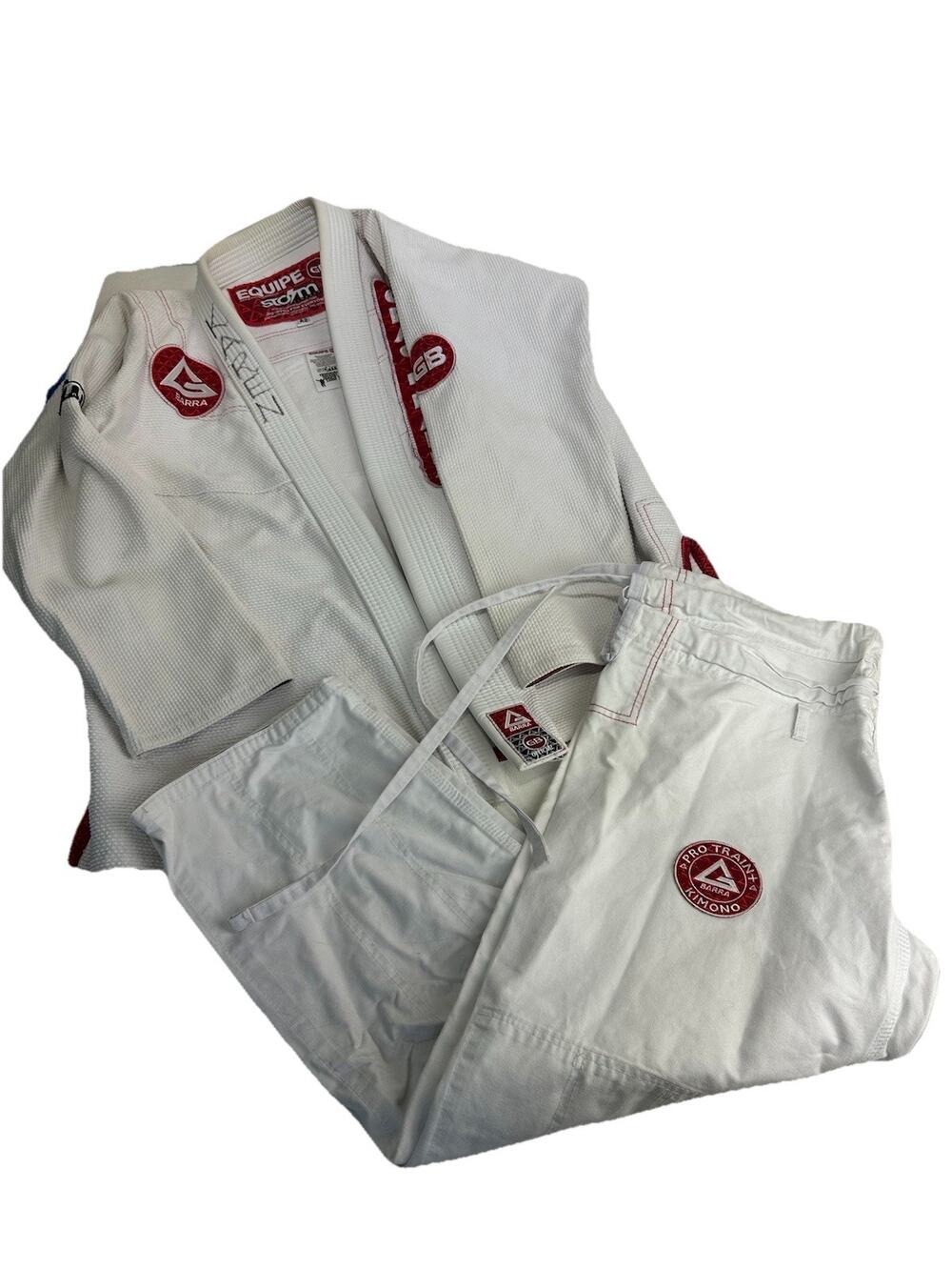 Storm Equipe GB Gracie Barra A2 BJJ Gi Uniform White Kimono Jacket Pants Set